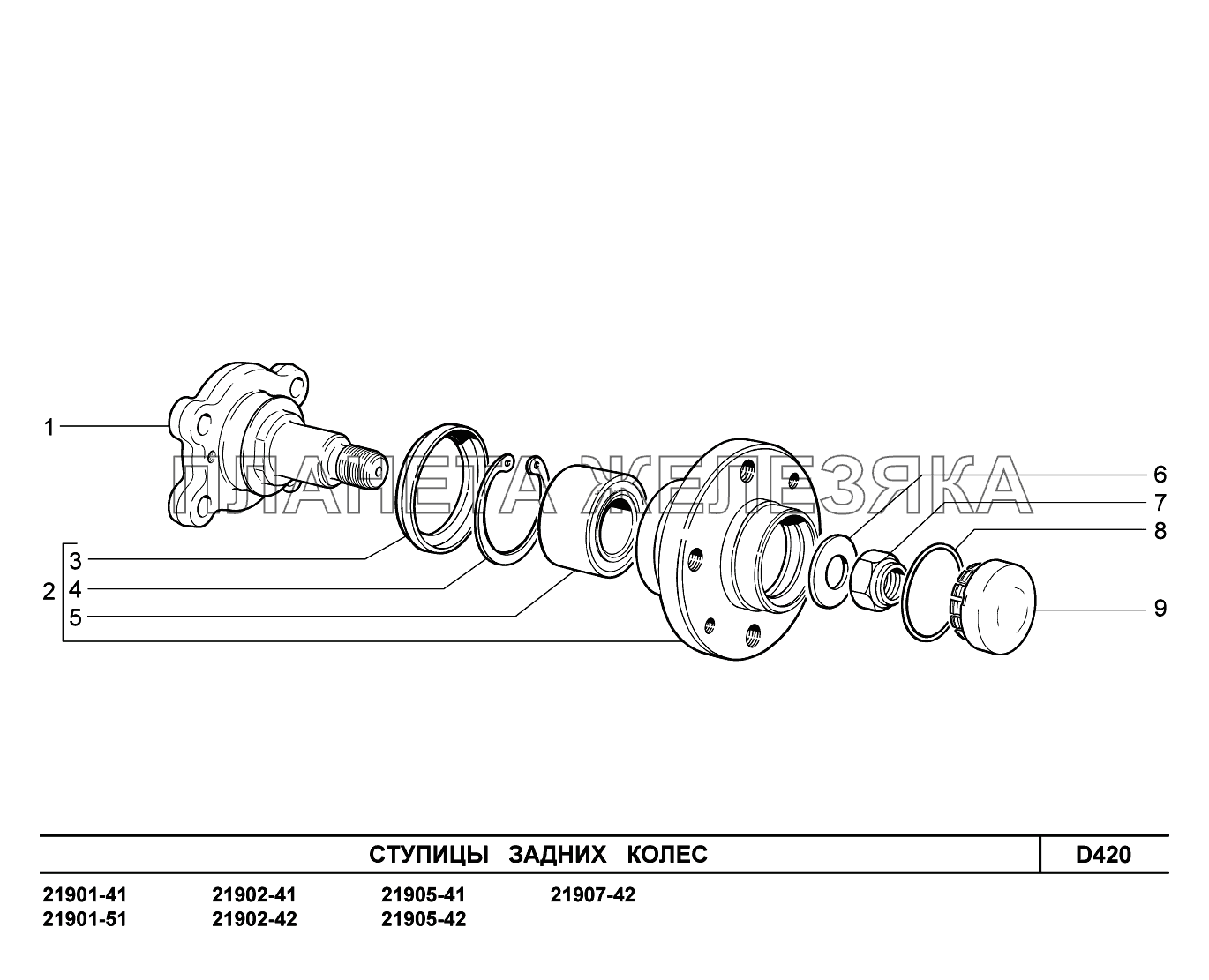 D420. Ступицы задних колес Lada Granta-2190